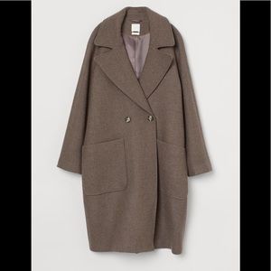 H&M premium collection wool blend coat in color brown melange - S - NWT